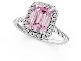 White gold Fancy Pink Emerald  Halo Twisted Band Four-Prong Diamond Ring_21