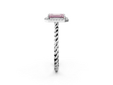 White gold Fancy Pink Emerald  Halo Twisted Band Four-Prong Diamond Ring_22