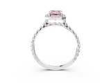 White gold Fancy Pink Emerald  Halo Twisted Band Four-Prong Diamond Ring_23