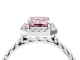 White gold Fancy Pink Emerald  Halo Twisted Band Four-Prong Diamond Ring_24