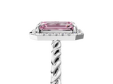White gold Fancy Pink Emerald  Halo Twisted Band Four-Prong Diamond Ring_25