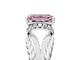 White gold Fancy Pink Emerald  Halo Twisted Band Four-Prong Ring_24