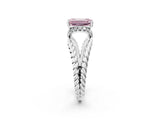 White gold Fancy Pink Emerald  Halo Twisted Band Four-Prong Ring_33