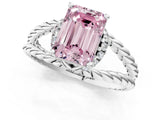 White gold Fancy Pink Emerald  Halo Twisted Band Four-Prong Ring_33