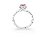 White gold Fancy Pink Emerald  Halo Twisted Band Four-Prong Ring_34