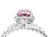 White gold Fancy Pink Emerald  Halo Twisted Band Four-Prong Ring_35