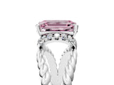 White gold Fancy Pink Emerald  Halo Twisted Band Four-Prong Ring_36