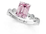 White gold Fancy Pink Emerald  Milgrain Bezel Diamond Engagement Ring with Solitaire Prong Setting_190