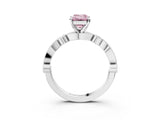 White gold Fancy Pink Emerald  Milgrain Bezel Diamond Engagement Ring with Solitaire Prong Setting_192
