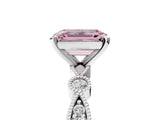 White gold Fancy Pink Emerald  Milgrain Bezel Diamond Engagement Ring with Solitaire Prong Setting_194