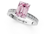 White gold Fancy Pink Emerald  Milgrain Pave Diamond Engagement Ring with Four-Prong Setting_156