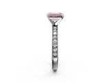White gold Fancy Pink Emerald  Milgrain Pave Diamond Engagement Ring with Four-Prong Setting_157