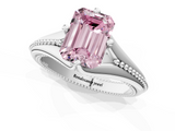 White gold Fancy Pink Emerald  Solitaire Beaded Band Six-Prong Setting_1