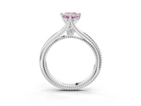 White gold Fancy Pink Emerald  Solitaire Beaded Band Six-Prong Setting_3