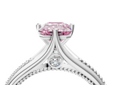 White gold Fancy Pink Emerald  Solitaire Beaded Band Six-Prong Setting_4