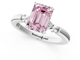 White gold Fancy Pink Emerald  Solitaire Beaded Band with Four-Prong Setting_29