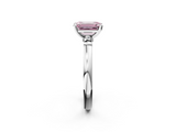 White gold Fancy Pink Emerald  Solitaire Beaded Band with Four-Prong Setting_30