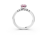 White gold Fancy Pink Emerald  Solitaire Beaded Band with Four-Prong Setting_31