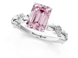 White gold Fancy Pink Emerald  Solitaire Bezel-Set Diamond Ring with Beaded Band and Four-Prong Setting_33