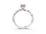 White gold Fancy Pink Emerald  Solitaire Bezel-Set Diamond Ring with Beaded Band and Four-Prong Setting_35
