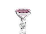 White gold Fancy Pink Emerald  Solitaire Bezel-Set Diamond Ring with Beaded Band and Four-Prong Setting_37
