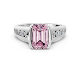 White gold Fancy Pink Emerald  Solitaire Bezel-Set Diamond Ring with Channel-Set Band_37