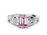 White gold Fancy Pink Emerald  Solitaire Celtic Knot Engagement Ring with Four-Prong Setting_38