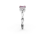 White gold Fancy Pink Emerald  Solitaire Celtic Knot Engagement Ring with Four-Prong Setting_40
