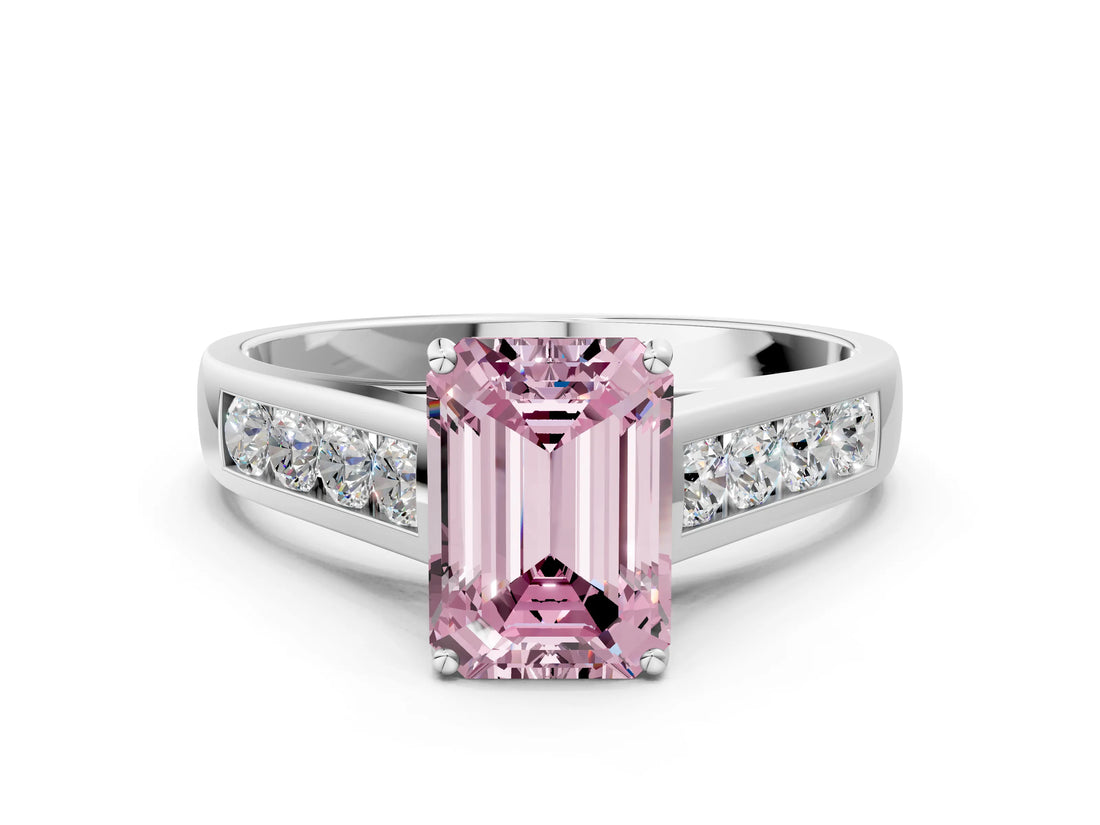 White gold Fancy Pink Emerald  Solitaire Channel-Set Diamond Engagement Ring with Four-Prong Setting_32