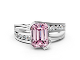 White gold Fancy Pink Emerald  Solitaire Channel-Set Split Shank Ring with Tension Prong Setting_3