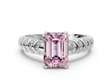 White gold Fancy Pink Emerald  Solitaire Chevron Pave Diamond Engagement Ring with Six-Prong Setting_3