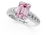 White gold Fancy Pink Emerald  Solitaire Chevron Pave Diamond Engagement Ring with Six-Prong Setting_4
