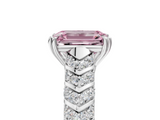 White gold Fancy Pink Emerald  Solitaire Chevron Pave Diamond Engagement Ring with Six-Prong Setting_8