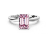 White gold Fancy Pink Emerald  Solitaire Diamond Engagement Ring with Four-Prong Setting on a Classic Band_3