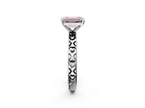 White gold Fancy Pink Emerald  Solitaire Diamond Engagement Ring with XO Engraved Band and Four-Prong Setting 2