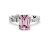White gold Fancy Pink Emerald  Solitaire Diamond Pavé Band with Four-Prong Setting_28
