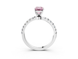 White gold Fancy Pink Emerald  Solitaire Diamond Pavé Band with Four-Prong Setting_31