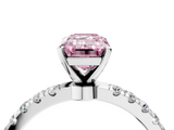 White gold Fancy Pink Emerald  Solitaire Diamond Pavé Band with Four-Prong Setting_32