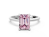 White gold Fancy Pink Emerald  Solitaire Diamond Ring with 4-Prong Setting on a Classic Band_3
