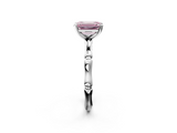 White gold Fancy Pink Emerald  Solitaire Diamond Ring with Bamboo Band and Four-Prong Setting_53