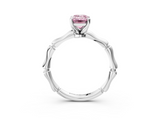 White gold Fancy Pink Emerald  Solitaire Diamond Ring with Bamboo Band and Four-Prong Setting_54
