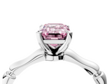 White gold Fancy Pink Emerald  Solitaire Diamond Ring with Bamboo Band and Four-Prong Setting_55