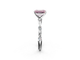 White gold Fancy Pink Emerald  Solitaire Diamond Ring with Bezel Set Side Stones and Prong Setting_5