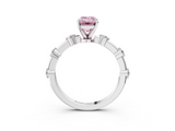 White gold Fancy Pink Emerald  Solitaire Diamond Ring with Bezel Set Side Stones and Prong Setting_6