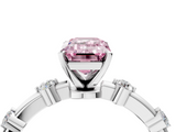 White gold Fancy Pink Emerald  Solitaire Diamond Ring with Bezel Set Side Stones and Prong Setting_7