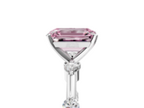 White gold Fancy Pink Emerald  Solitaire Diamond Ring with Bezel Set Side Stones and Prong Setting_8