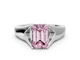 White gold Fancy Pink Emerald  Solitaire Diamond Ring with Cathedral Band and Four-Prong Setting_66