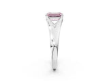 White gold Fancy Pink Emerald  Solitaire Diamond Ring with Cathedral Band and Four-Prong Setting_68