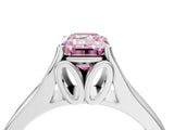 White gold Fancy Pink Emerald  Solitaire Diamond Ring with Cathedral Band and Four-Prong Setting_70