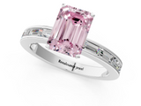 White gold Fancy Pink Emerald  Solitaire Diamond Ring with Channel-Set Baguette Band and Four-Prong Setting_121